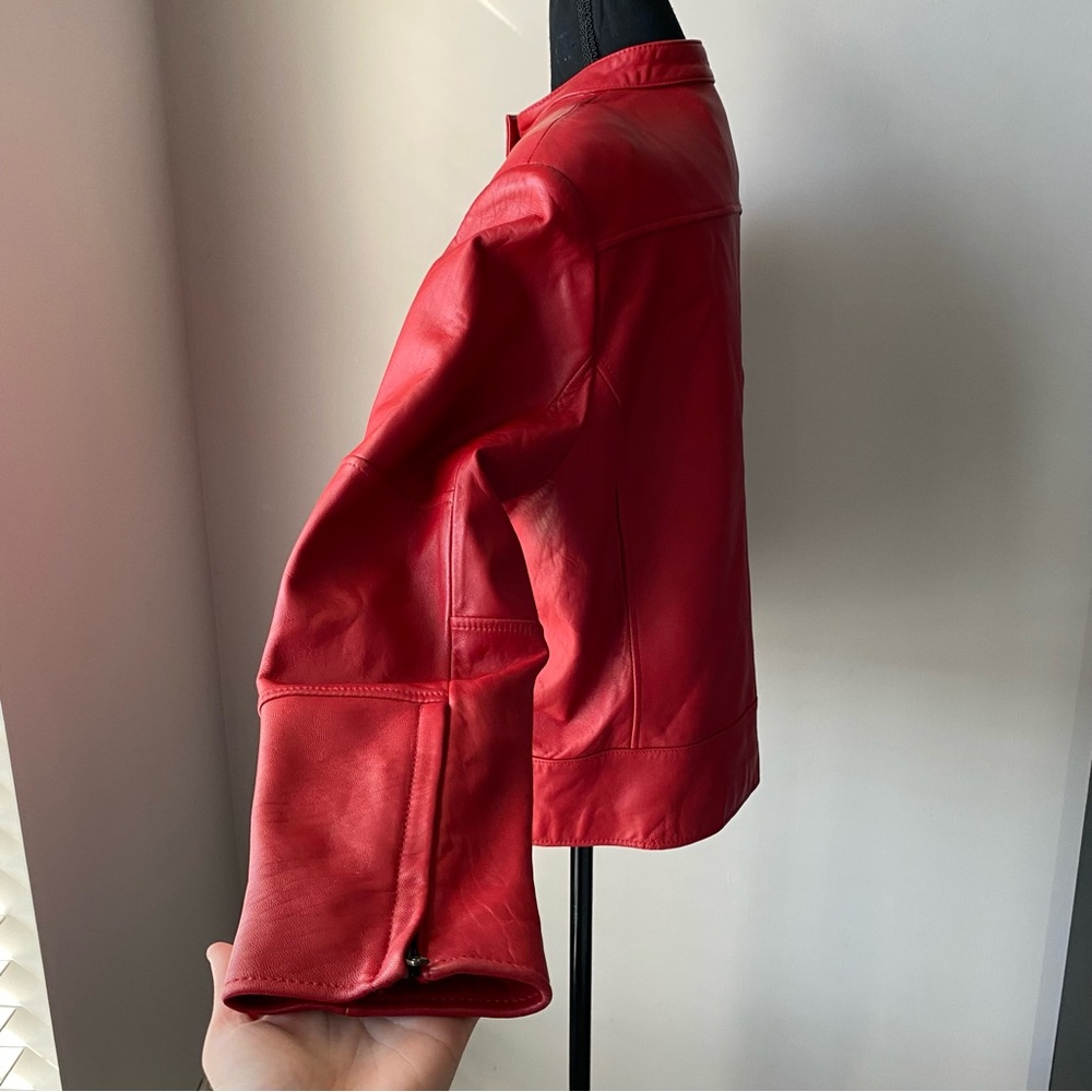 Women's Kathy Ireland Extra Large Genuine Leather Red Leather Jacket - Picture 11 of 16
